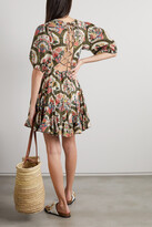 Thumbnail for your product : Rhode Resort Molly Open-back Printed Cotton-voile Mini Dress - Green