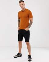 Thumbnail for your product : ASOS Design DESIGN knitted polo shirt in tan