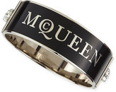 Thumbnail for your product : Alexander McQueen Medium 3D Enamel Logo & Skull Cuff, Black/White/Silvertone
