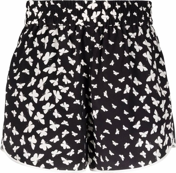 RED Valentino Butterfly-Print Silk Shorts