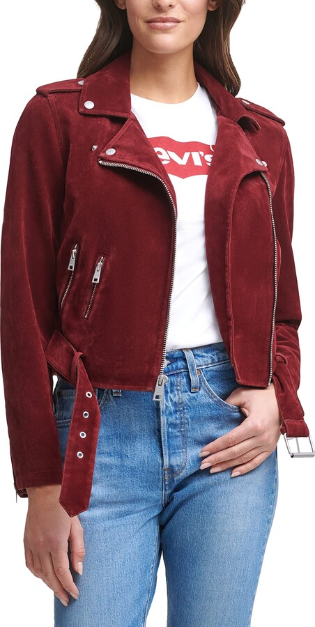 red faux suede jacket