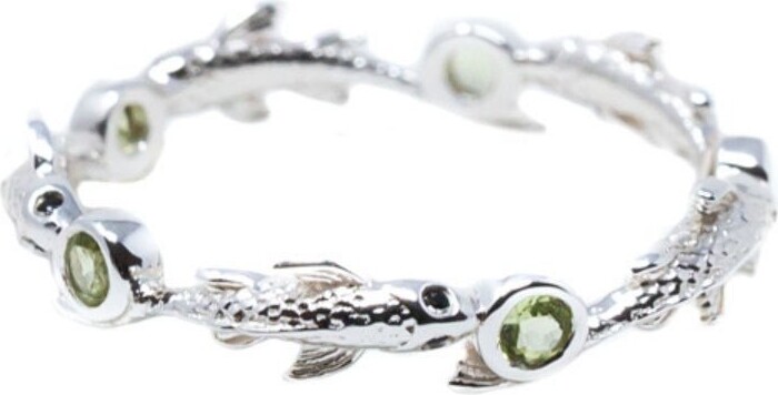 Nasi Silver Green Eternity Neshama Fish Band- Peridot- Silver