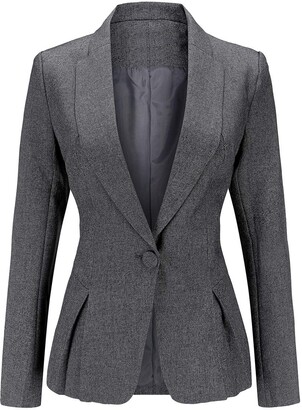 YYNUDA Women's Blazer Slim Fit Long Sleeve Office Work Blazer Jacket One Button Formal Suit Jacket 