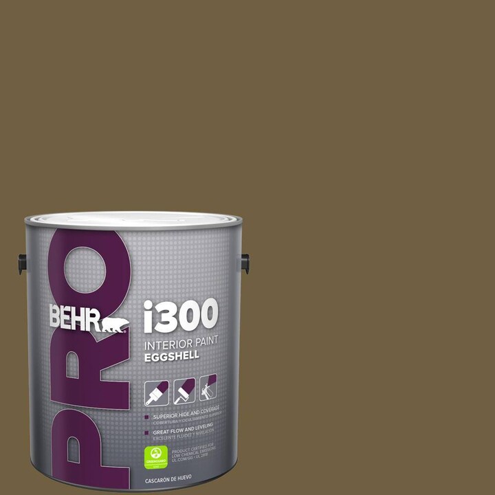 BEHR PRO 1 gal. #360F-7 Olive Shadow Eggshell Interior Paint