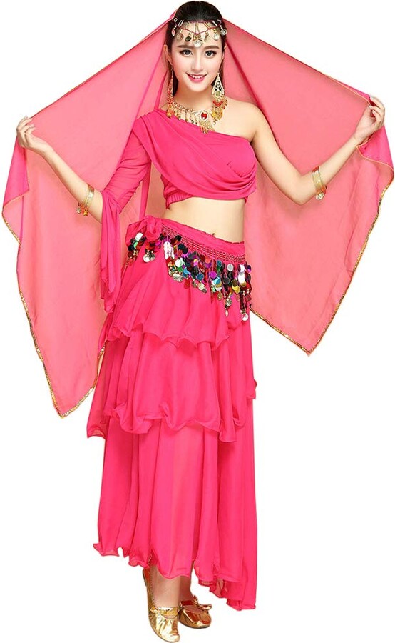 Xinvivion Indian Dance Costume for Women Belly Dance Outfit Set