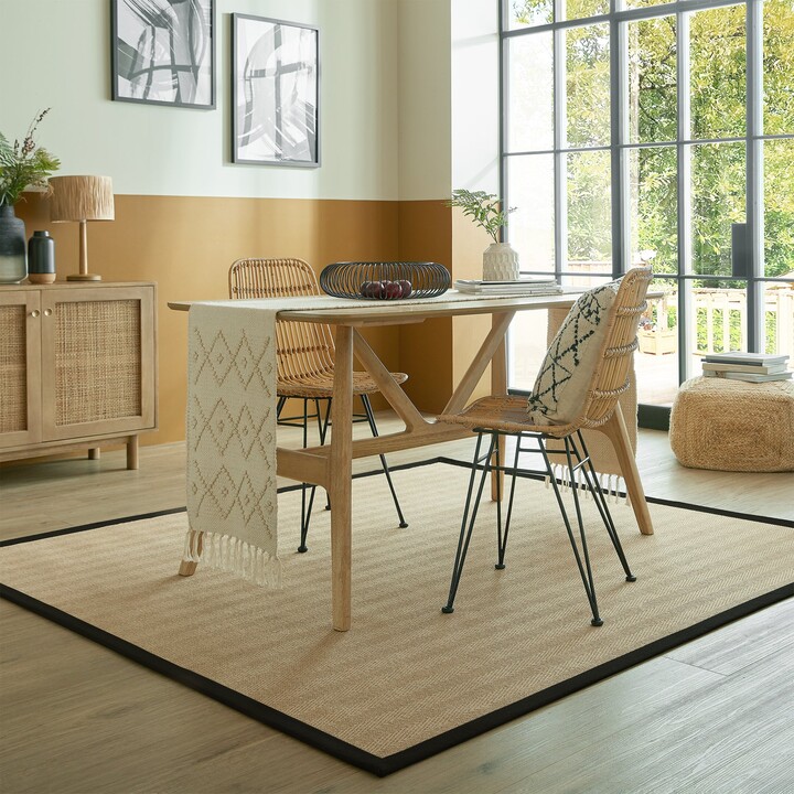 Dunelm Herringbone Border Square Rug Herringbone Border Black - ShopStyle