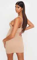 Thumbnail for your product : PrettyLittleThing Stone Double Strap Wrap Skirt Bodycon Dress