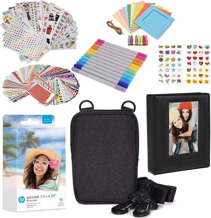 HP Sprocket 3.5 in. x 4.25 in. Zink Photo Paper Kit 50-Pack: Zink Paper, Case, Album, Markers and Stickers