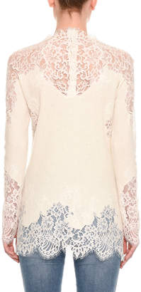 Ermanno Scervino Pashmina Lace-Inset Long-Sleeve Top