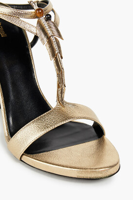 Roberto Cavalli Embellished Metallic Textured-leather Sandals
