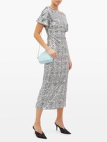 Thumbnail for your product : Christopher Kane Asymmetric Snake-print Sequinned Dress - Silver