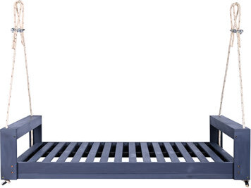 Porch Swing Bed Seating Group, Twin - Size, Wood, 98 Inch Hemp Ropes, Rustic Minimalist For Outdoor, 4 Colors Available Suitable Outdoor Nap, Option