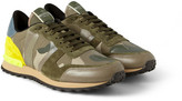 Thumbnail for your product : Valentino Camouflage-Print Leather and Suede Sneakers