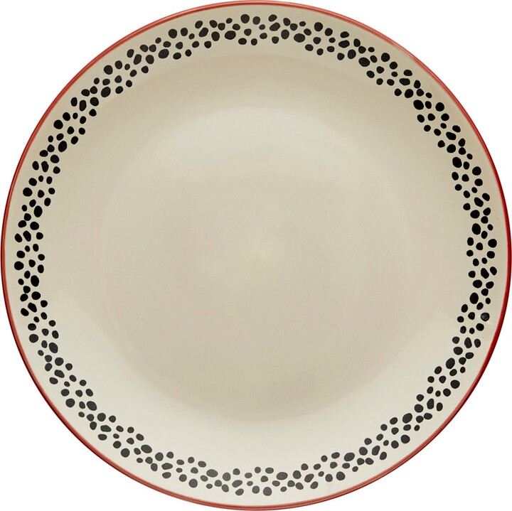 Dunelm Global Red Stoneware Dinner Plate Red, Beige and Black