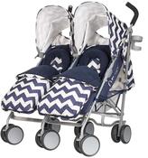 Thumbnail for your product : O Baby Obaby Leto Plus Twin Stroller and Footmuffs - Zigzag Navy