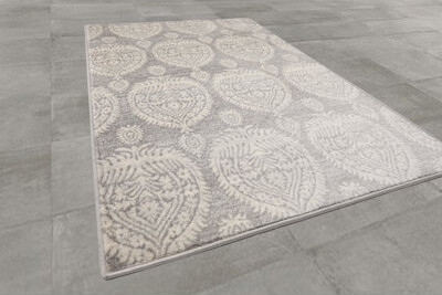 Bungalow Rose Damask Beige Area Rug