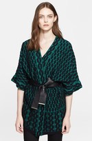 Thumbnail for your product : Escada Leather Belted Jacquard Knit Cardigan