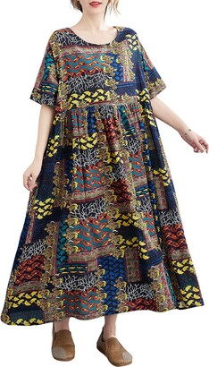 Linen Dresses for Women 2023 Plus Size Dress with Pocket Summer Casual Long  Sleeve Boho Maxi Dress Sundress Clothes