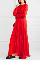 Thumbnail for your product : Preen Line Brea Asymmetric Ruffled Lace-trimmed Georgette Maxi Dress