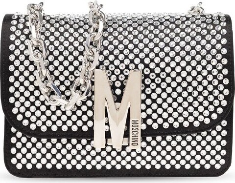 Moschino Embellished Logo Plaque Crossbody Bag