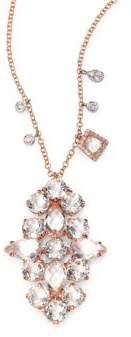 Meira T Diamond, White Topaz, 14K Rose Gold & 14K White Gold Pendant Necklace