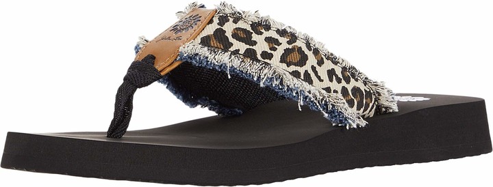 yellow box fayth leopard flip flops