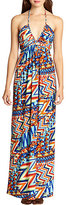 Thumbnail for your product : T-Bags 2073 T-bags Los Angeles Timeless Printed Stretch Jersey Halter Maxi Dress