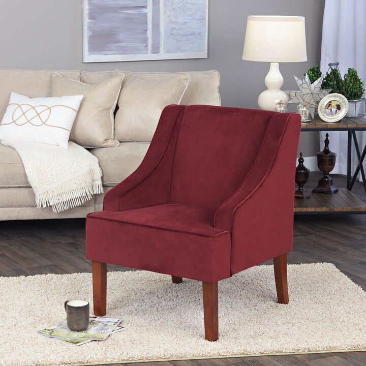 HomePop Swoop Arm Accent Chair in Berry Merlot Velvet - ShopStyle