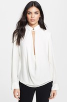 Thumbnail for your product : Halston Cowl Neck Stretch Silk Blouse