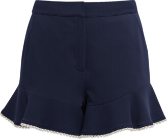 Cinq à Sept Gracey Crepe Pearl Embellished Shorts