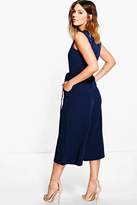 Thumbnail for your product : boohoo Hannah Woven Tie Belt Culotte Jumpsuit