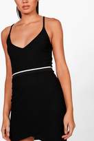 Thumbnail for your product : boohoo Strappy Wrap Dress With Sports Stripe Detail