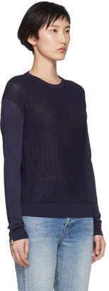Carven Navy Ruched Sleeves Pullover