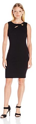 Calvin Klein Women's Petite Sleeveless Sheath Dress with Front Cut Out
