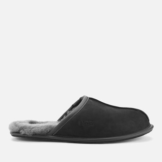 UGG Men's Scuff Leather Skeepskin Slippers - Black