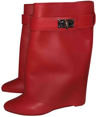 red leather ankle boots