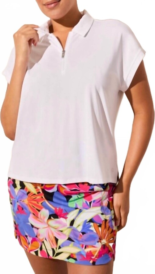 Tribal Dolman Polo Top In White