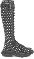 Thumbnail for your product : Alexander McQueen Studded Tread Lace-Up Leather Boots