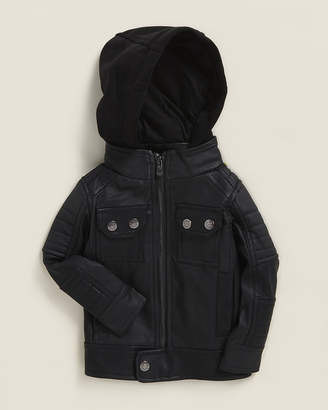 Urban Republic (Infant Boys) Black Textured Faux Leather Moto Jacket