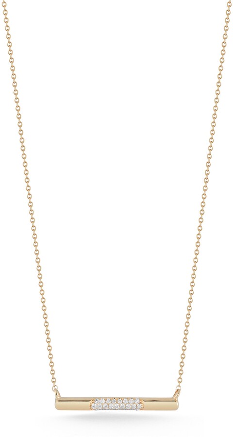Jewels By Erika N-10BAR10 10K Gold Diamond Bar Necklace 
