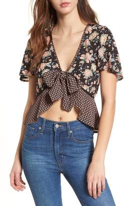 Band of Gypsies Mix Print Tie Front Top