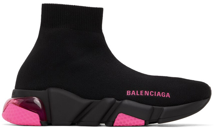 Balenciaga Black & Pink Clear Sole Speed Sneakers - ShopStyle