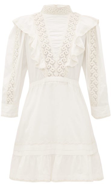 Sea Victoria Ruffled Cotton Mini Dress - White - ShopStyle
