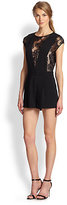 Thumbnail for your product : BCBGMAXAZRIA Finn Lace-Paneled Short Jumpsuit