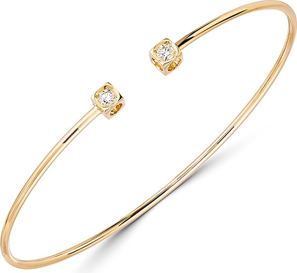 Dinh Van 18K Yellow Gold Le Cube Diamant Bangle Bracelet with