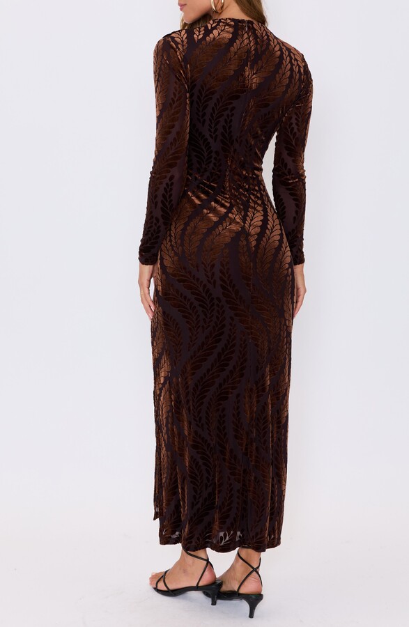 VICI Collection Sedona Velvet Burnout Long Sleeve Maxi Dress