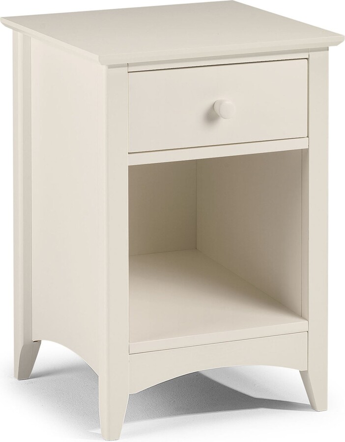 Dunelm Cameo 1 Drawer Bedside Table, Stone White & Pine White