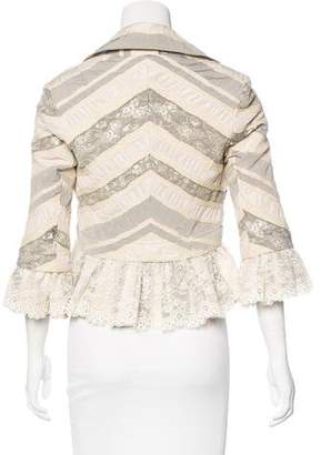 Robert Rodriguez Lace-Accented Embroidered Jacket