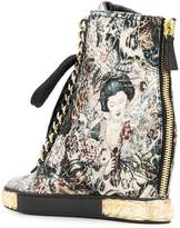Thumbnail for your product : Casadei Japanese print wedged boots
