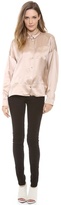 Thumbnail for your product : Alexander Wang T by Silk Satin Dolman Collared Shirt